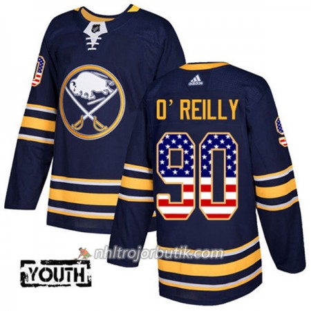 Barn Ishockey Buffalo Sabres Tröja Ryan OReilly 90 Adidas 2017-2018 Marinblå USA Flag Fashion Authentic
